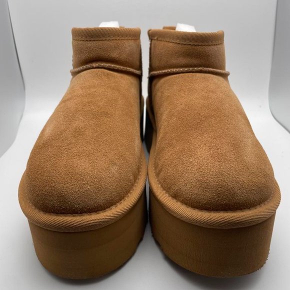 CUSHIONAIRE Women's COZY Genuine Suede pull on platform boot CHESTNUT 6 - Picture 3 of 6